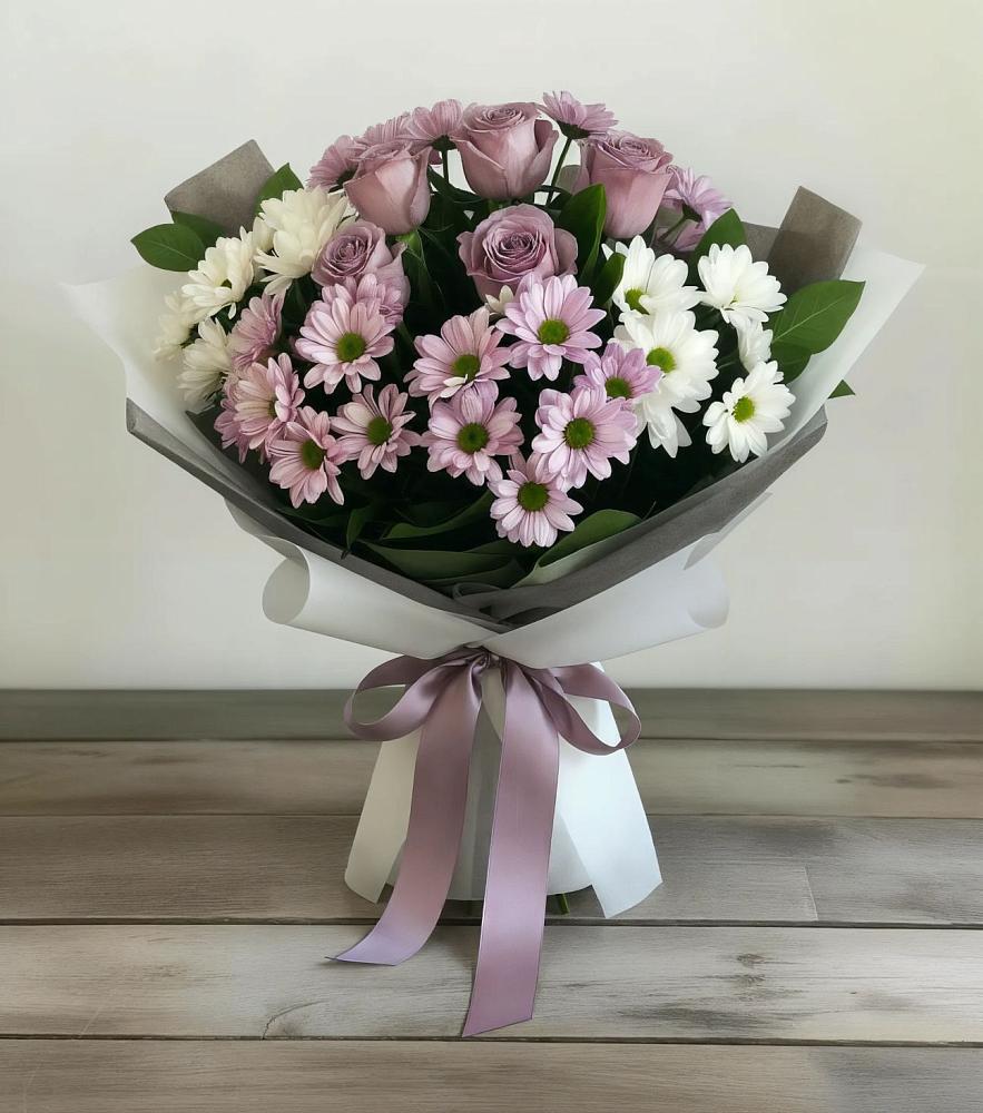 Букет цветов из: Хризантемы и Розы в Полтавском