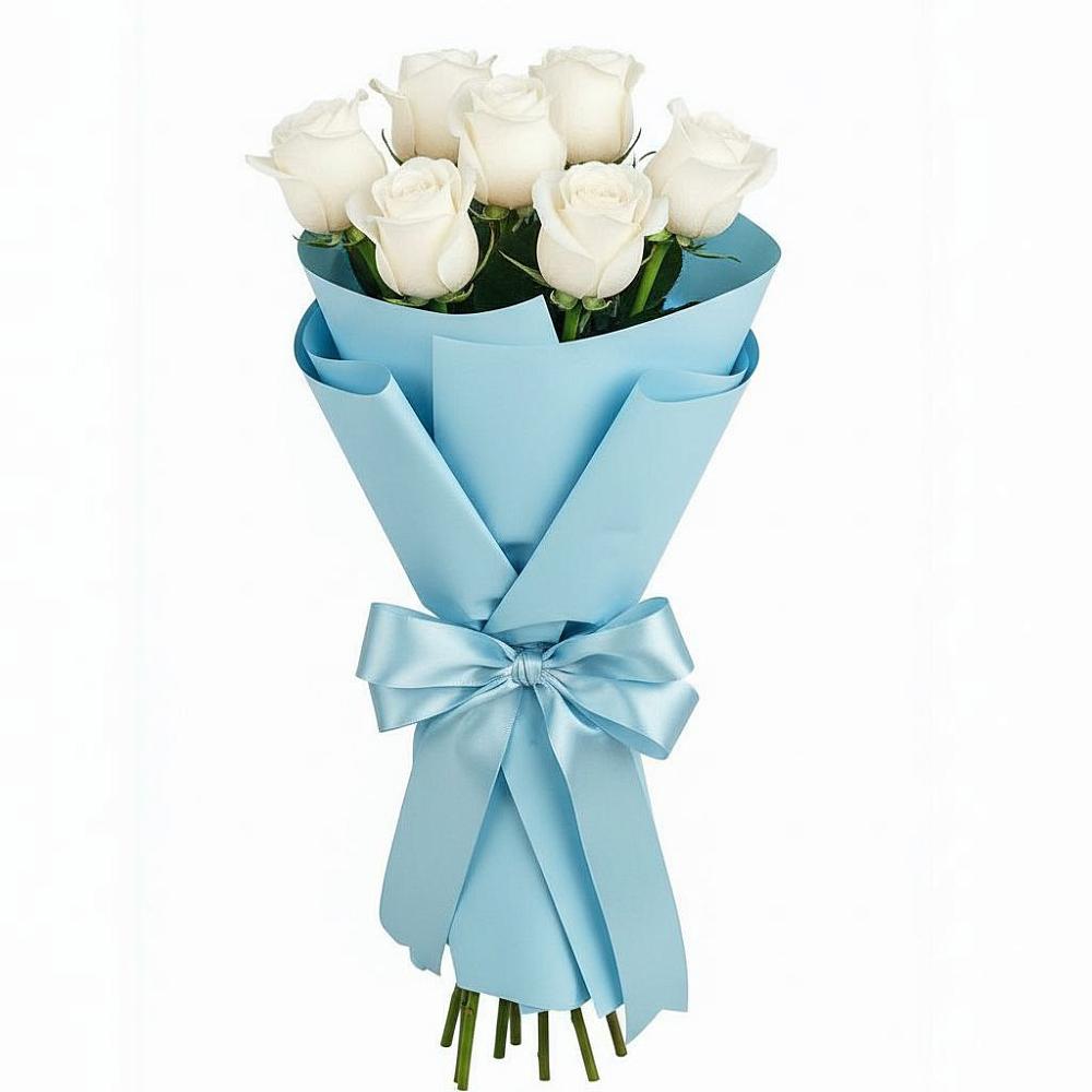 Букет 7 белых роз Проуд в Полтавском