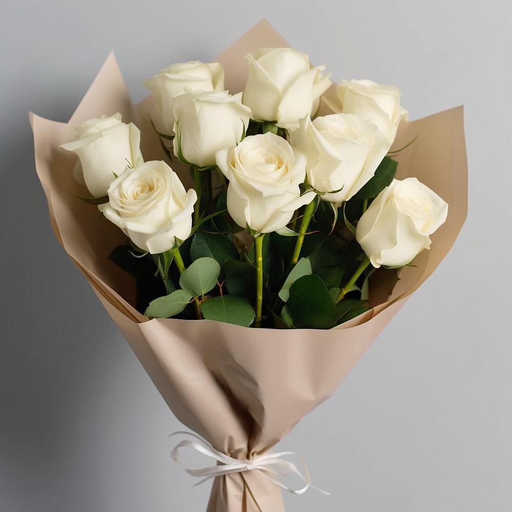 Букет 9 Белых роз Эдлесс Лав в Полтавском