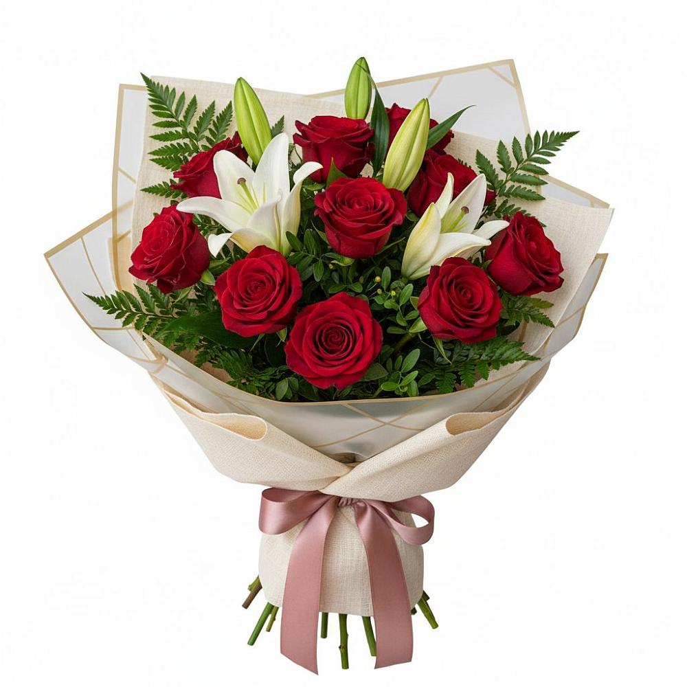 Букет цветов из: Лилии и Розы в Полтавском