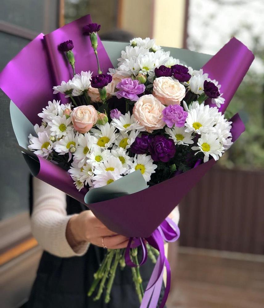 Букет цветов из: Хризантемы, Гвоздики и Розы в Полтавском