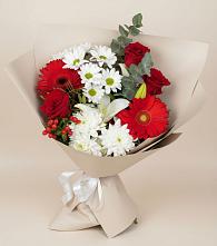 Букет цветов из:  Розы, Хризантемы, Герберы и Лилии #REPLACE_PRED# Полтавском