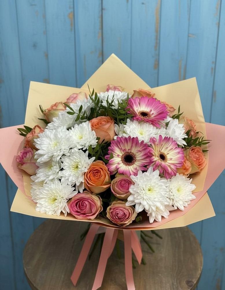 Букет цветов из: Розы, Герберы и Хризантемы в Полтавском