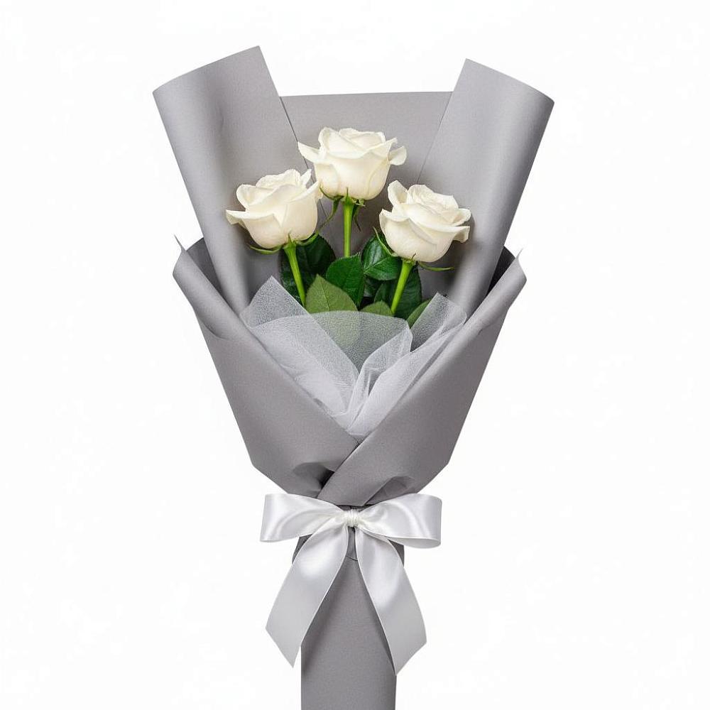 Букет 3 белые розы в Полтавском