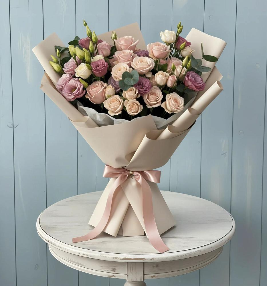 Букет цветов из: Розы и Лизиантусы в Полтавском