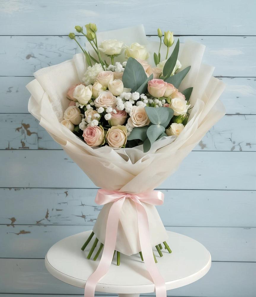 Букет цветов из: Розы и Лизиантусы в Полтавском