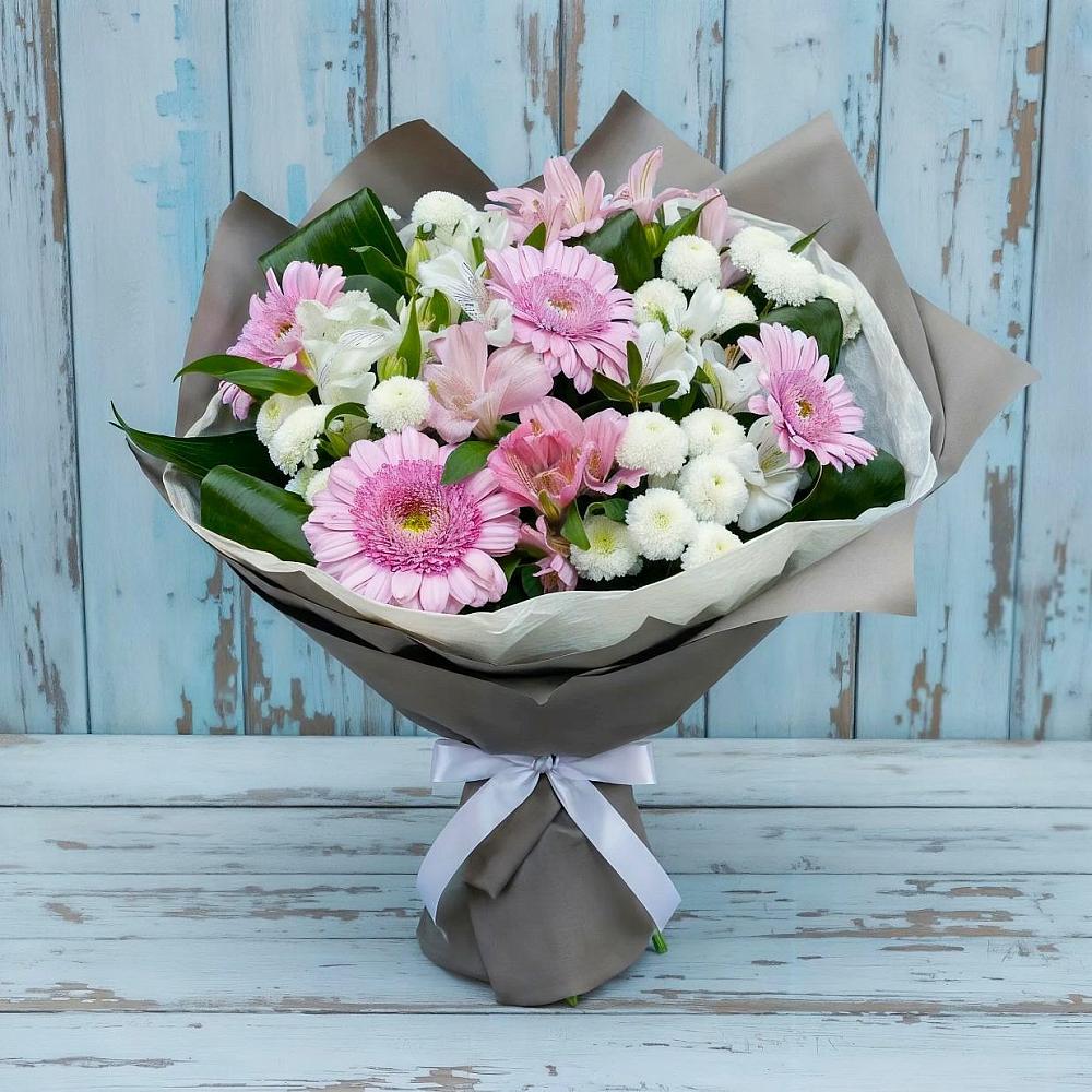 Букет цветов из: Герберы, Альстромерии и Хризантемы в Полтавском
