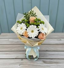 Букет цветов из:  Герберы, Розы и Хризантемы #REPLACE_PRED# Полтавском