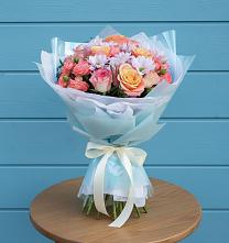 Букет цветов из:  Хризантемы и Розы в Полтавском